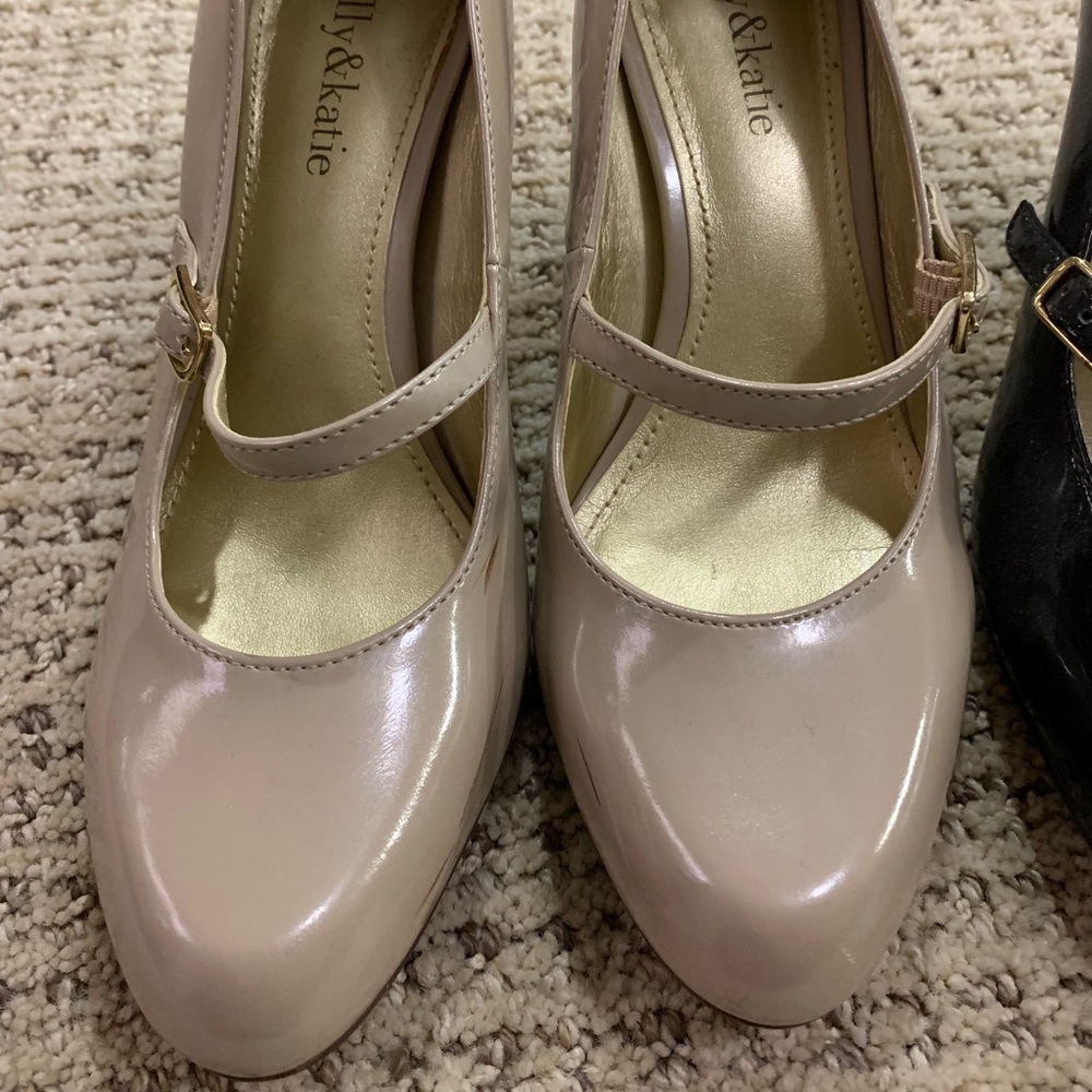 Cream patent leather heels